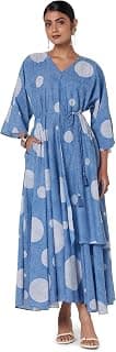 W for Woman Women's Fit and Flare Long Length Polka Dots Regular Fit Casual Long Dress