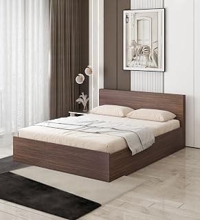 Delta Queen Bed with Box Storage | Engineered Wood | Choco Walnut Finish | Sturdy & Classic | Knock-Down Assembly | 3 Years Warranty