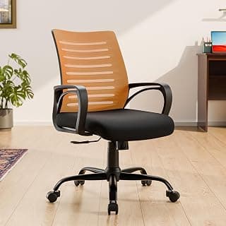 Green Soul Atom | Ergonomic Office Chair for Home & Office | 12 Months Warranty | Comfortable & Spacious Seat | Rocking-tilt Mechanism | Heavy Duty Metal Base (Black & Orange)