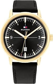 Tommy Hilfiger Analog Black Dial Leather Strap Watch for Men