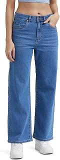 INKD Women's Wide Leg Jeans - High-Rise | Stretchable | Enzyme Wash | Classic 5 Pocket Styling | Jeans for Women (Available in Plus Sizes)