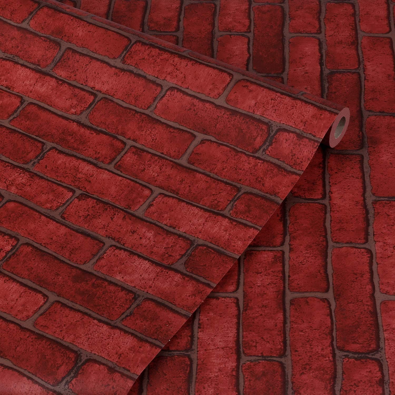 WALLTON Self Adhesive Wallpaper for Furniture, Almirah, Table Top, Wardrobe, Kitchen, Cupboard Decal & Door| Kitchen Wall Paper Sticker DIY PVC Self Liner Vinyl Stickers. (Red Brick, 24x144 Inch)