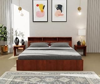 Royaloak Glarion Wooden King Bed with Headboard Storage | Engineered Wood with Melamine Finish | Strong Beds Base | Durable and Long-Lasting | Modern Design King Size Bed 80x74 inches