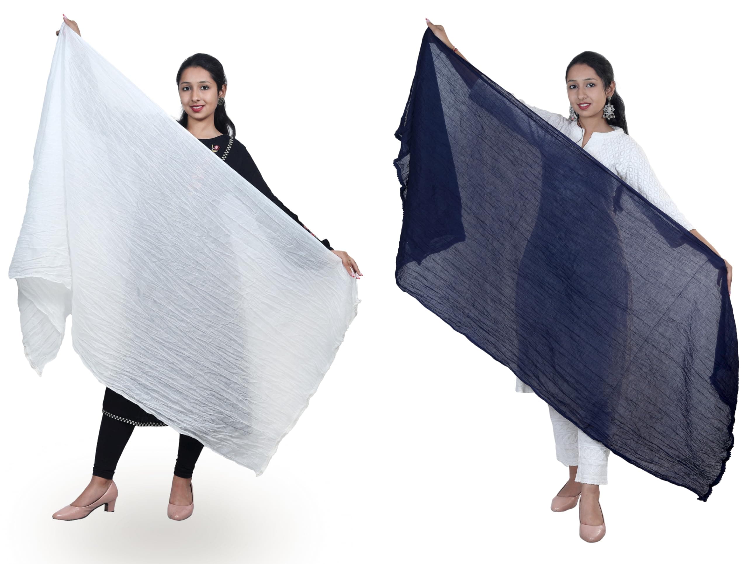 RANGEENODHNI Women's Plain Cotton Dupatta Everyday Elegance Size 2.25 m