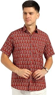 BLOCKS OF INDIA Cotton Hand Block Print Half Sleeves Summer Shirt for Men