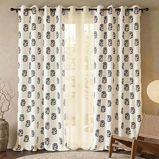 Story@Home Combo Curtains of Cotton & Sheer | Semi Long Door Curtains 8 Feet Long Set of 3 | Semi Long Door Light Filtering Layered & Sheer Curtain | 116 X 242 Cm | White & Maroon/Navy Blue