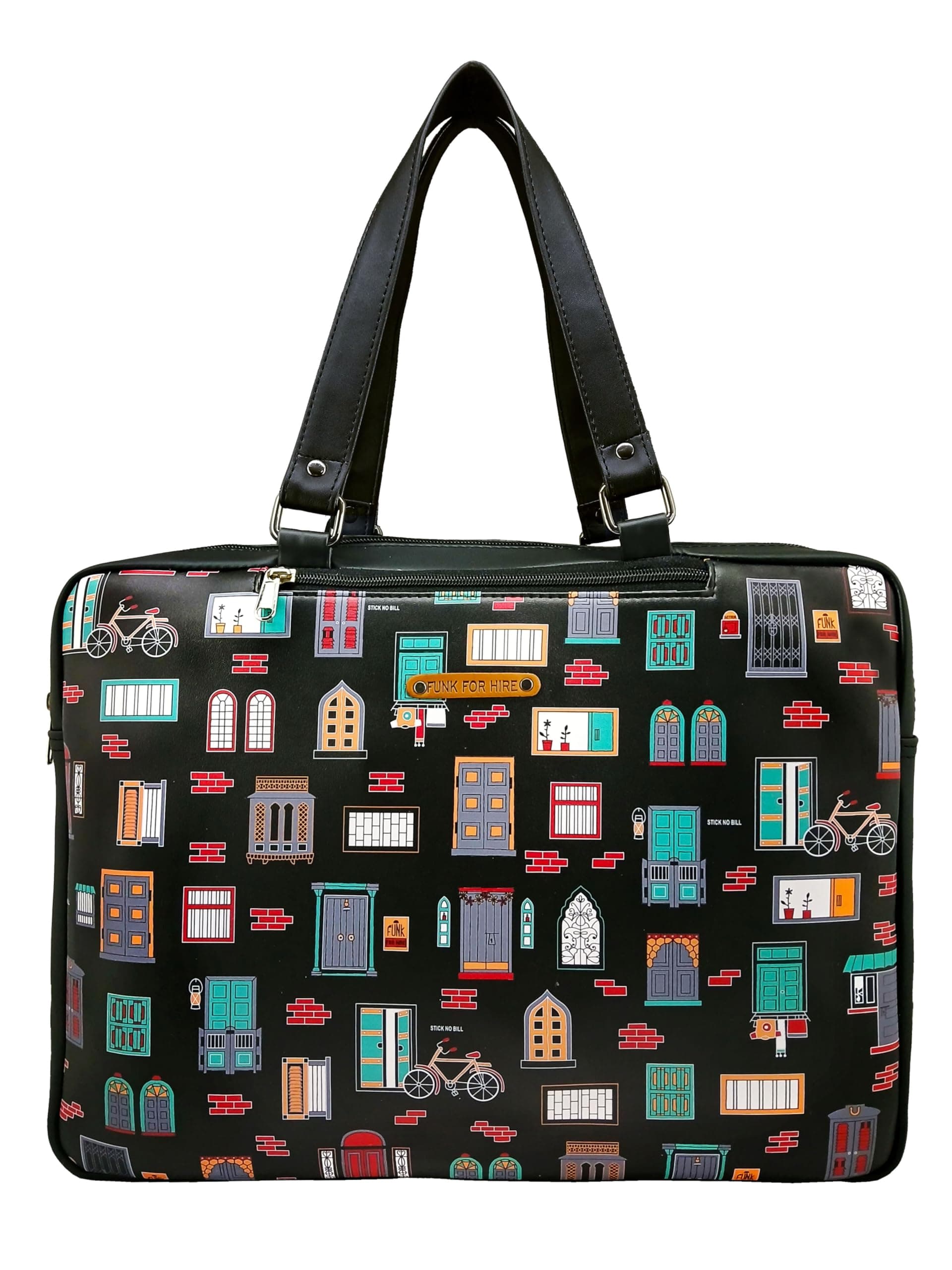 Funk For Hire Leatherette Printed 2 in 1 Backpack Shoulder Bag Handbag fit up to 15.6" Laptop