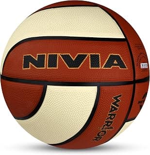 Nivia Warrior Basketball, As per BFI Standard, 12 Panels, Molded Soft Rubber Cover with Pebbled Texture, Butyl Threadwounded Bladder, Made for Tournaments, to Play on All Indoor & Outdoor Surfaces