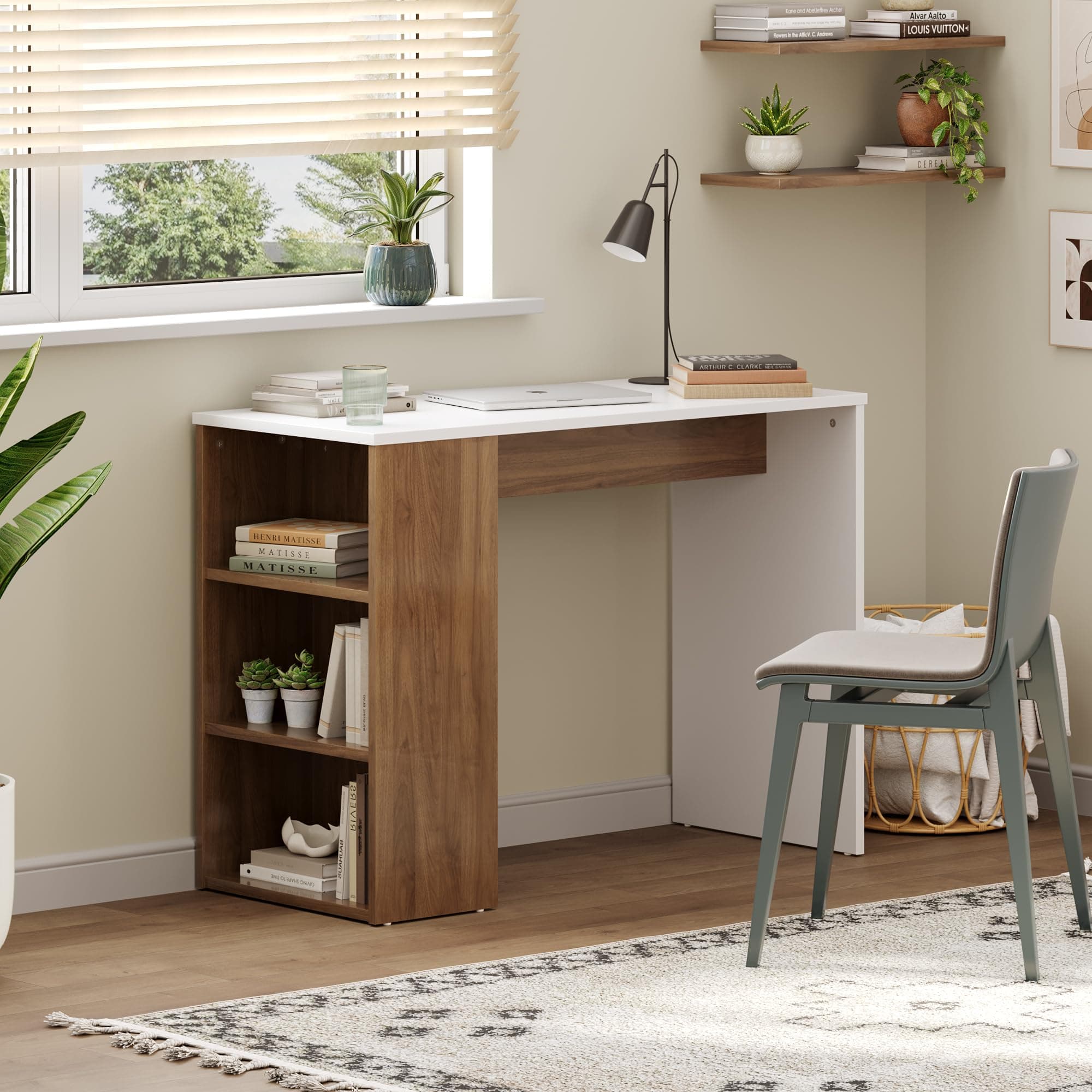 Wakefit Brenn Engineered Wood Study Table – Columbian Walnut & Frosty White
