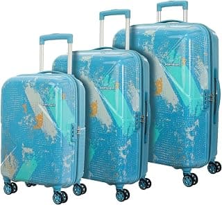 American Tourister Kamiliant by American Tourister ATHER | Printed Trolley Bag Set of 3 (55+68+79 cms) for Travel|Hard Case Polypropylene (PP) Suitcase|360° 8-Wheel Spinner Luggage Trolley|Combination Lock | Sea Blue