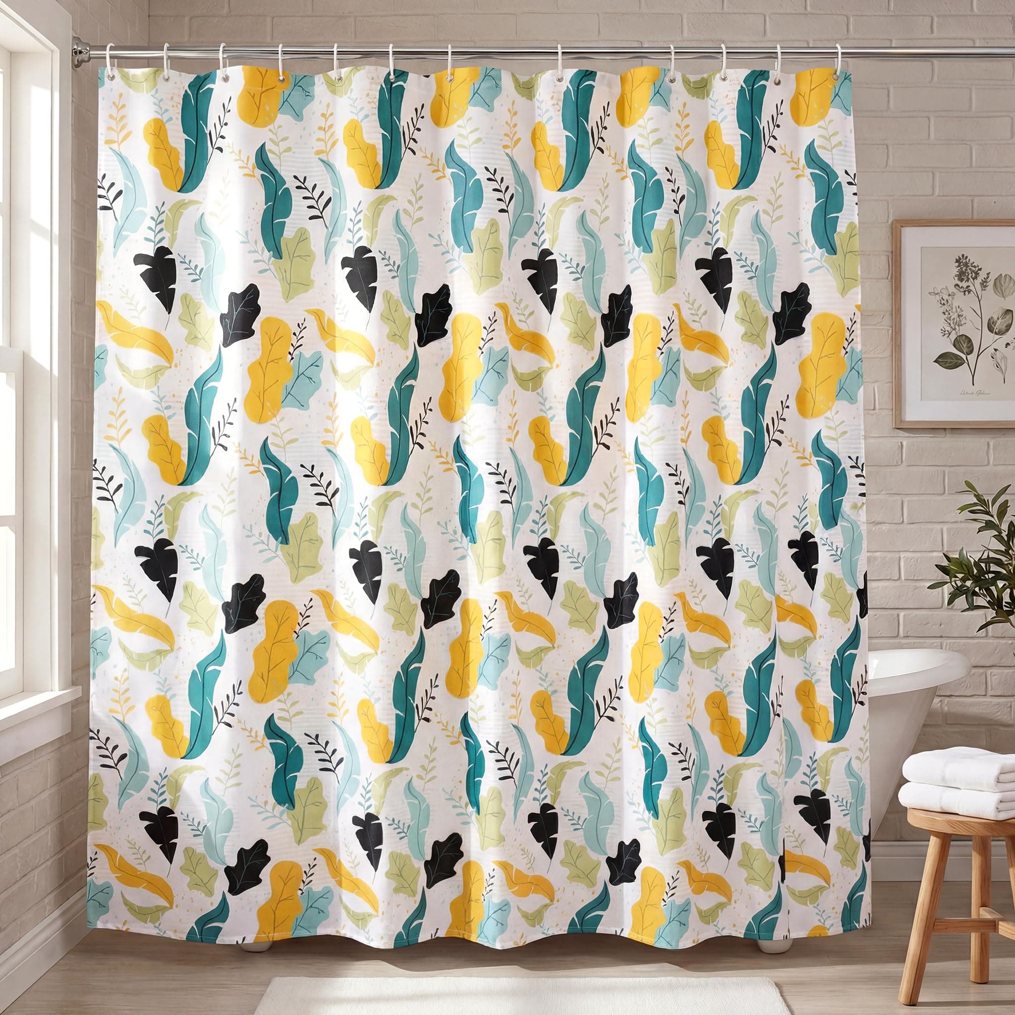 Decor & More Polyester Shower Semi Sheer Curtain ||200 * 180 Cm Bathroom Shower Curtains with 12 Hooks Included || Waterproof Shower Curtains for Bathroom, Hotels & Spa || Set of 1