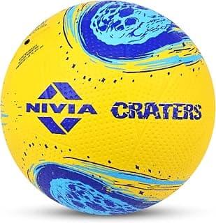 Nivia Crater Volleyball, Training Ball, Rubber Molded, Butyl Threadwounded Bladder, As per Basic Standard, Made for Beginners, to Play on Outdoor Surfaces (Size - 4, Yellow/Blue)