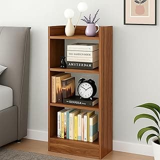 Enigmatic Woodworks Wooden Open Bookshelf Multipurpose for Home Rack Showcase Organizer for Living Room I Study Room I 4-Tier I Finish-Suede DIY (Walnut) 33 * 24 * 90 CM