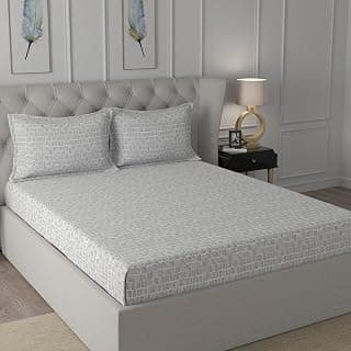 maspar Cotton Printed Double Bed Sheet with 2 Pillow Case- 144 Thread Count