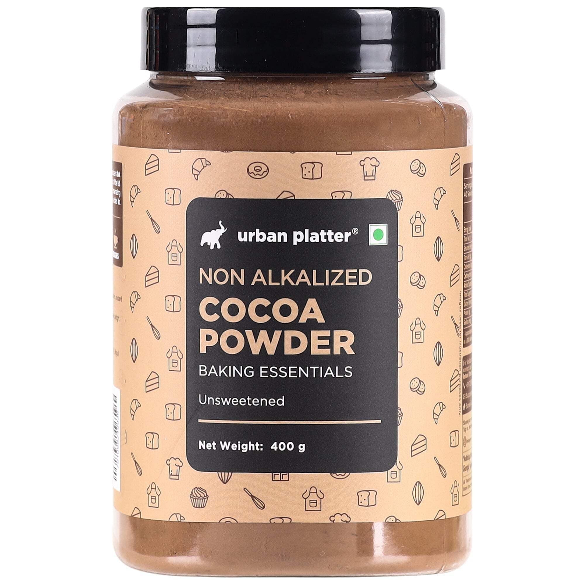 Urban Platter Cocoa Powder, 400g (Unsweetened | Rich Chocolate Flavour | Ideal for Baking, Beverages & Desserts | 100% Pure Cocoa)