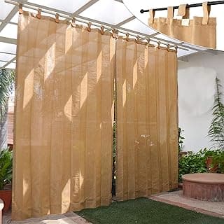 HIPPO High Density Polyethylene Solid 150 GSM Outdoor Sun Light-filtering Blocking Balcony Loop Curtains Sun & UV Protection, Light Filtering 4.5FTX9FT Long Door Curtain (Beige-Brown)