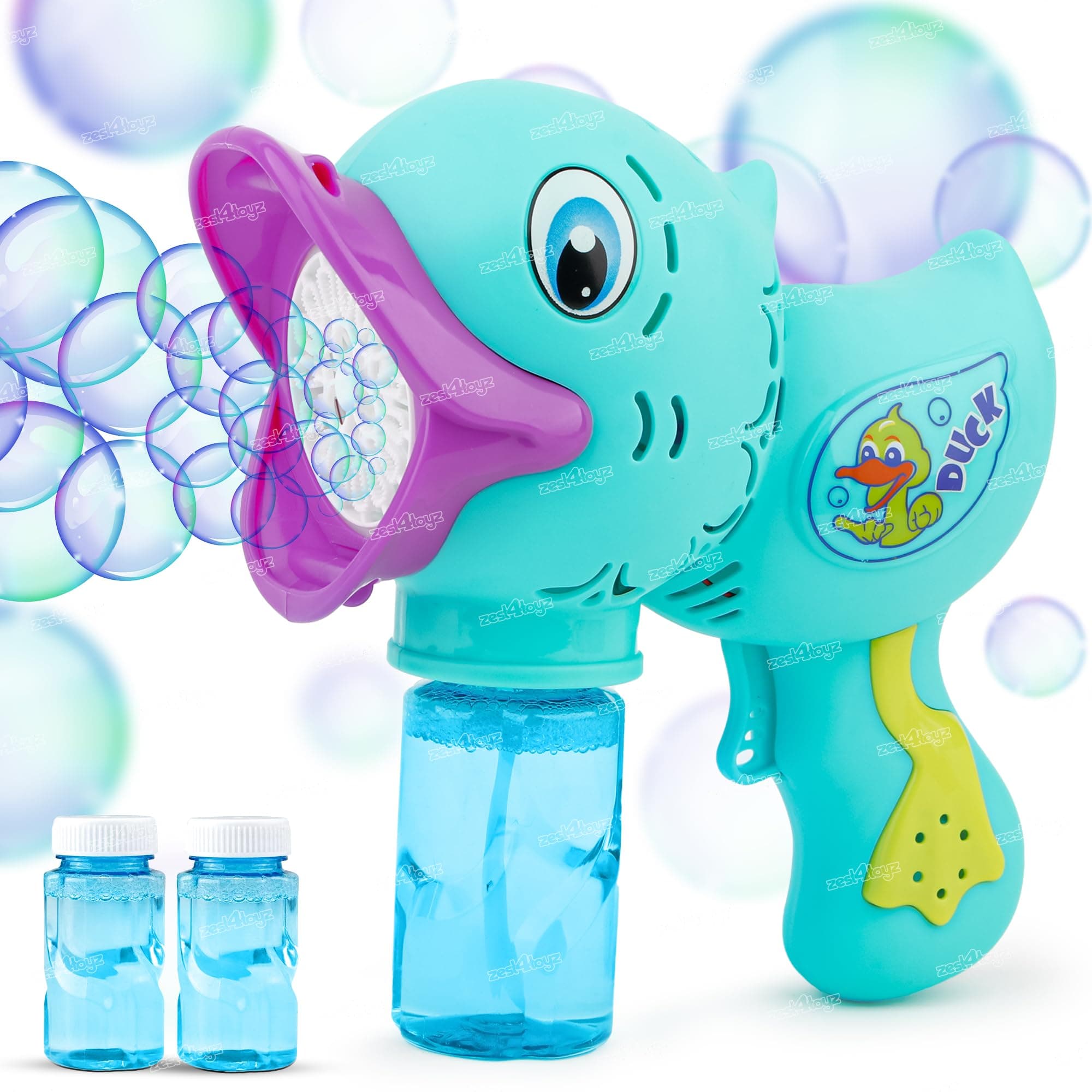 Zest 4 Toyz Bubble Gun for Kids | Duck Bubble Blowing Toy with Bubble Solution | Bubble Shooter Duck Design Easy-to-Use for Boys and Girls - Green