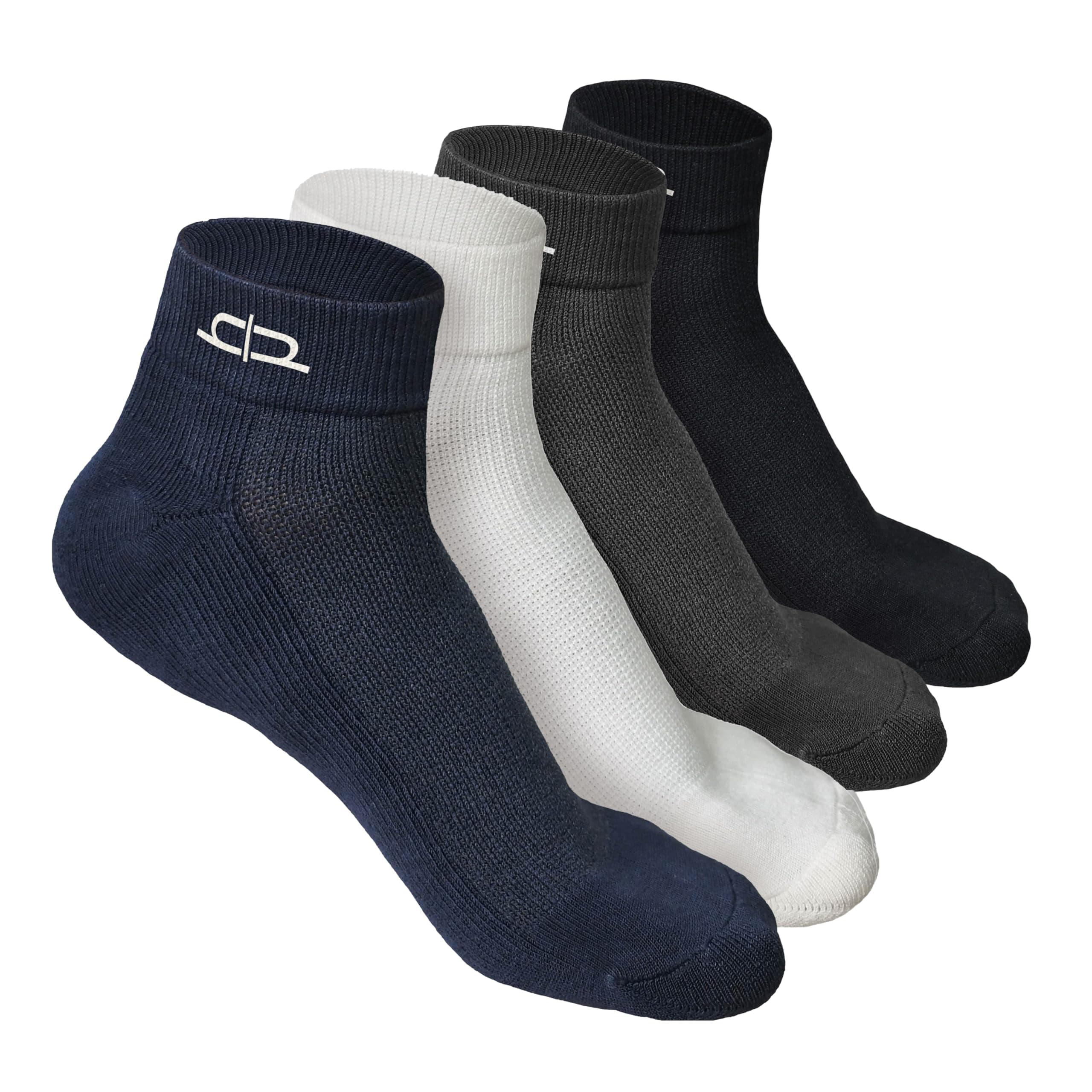 HEELIUM Bamboo Socks for Men | Quarter Length | Odour-Free & Breathable | Padded Base & Anti-bacterial | 3X Softer than Cotton Socks