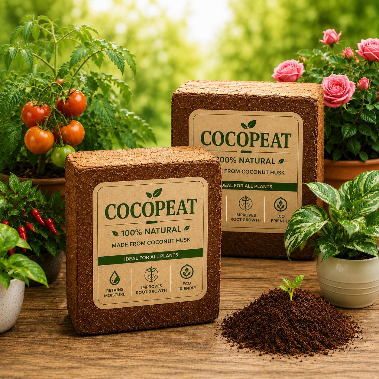 Greeneem Grow Your Own Cocopeat Expand Upto 10 Kg Block | Expands Upto 150 litres of Powder | Hydroponic Plants, Kitchen Gardening and Terrace Gardening, Indoor Plants and Outdoor Plants