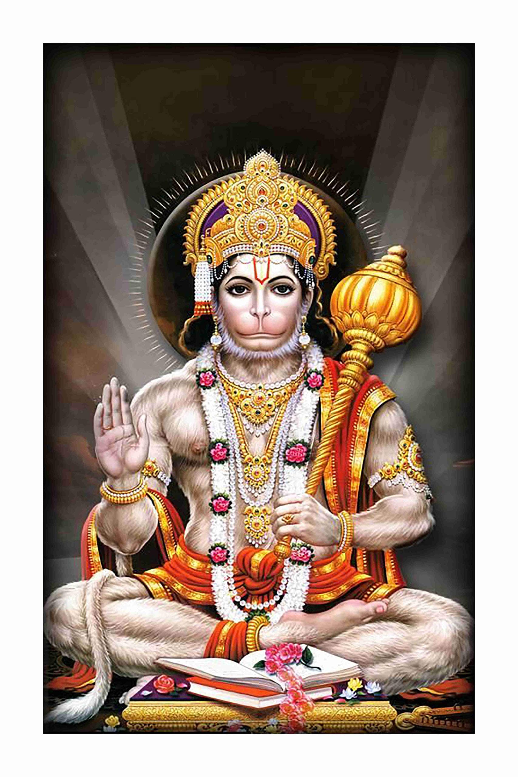 BALDAU PRINTS God Hanuman Ji Religious Big Size Flex Poster for Room (24x36 Inch, 210 GSM Paper, Gloss Finish, Multicolor) F-254