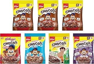 Kellogg's Multigrain Chocos Variety Pack of 7, 147 g | Multigrain Energy, More Chocolatey | No-Maida | Power Of 5 Nutrients Protein, Fibre, Iron, Calcium, Vitamins | Kids Breakfast Cereal