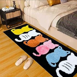 Roseate Cat Super Soft (50x120 cm) Microfibre 2000 GSM Anti Skid Runner for Bedroom/Carpets for Living Room/Kitchen Mats for Floor/Floor Mat/Bathroom Mat/Rug (Multicolour) Pack of 1