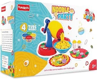 Fundough Funskool Noodle Party, Play Set for Kid, 5 Colorful Dough Tubs of 75g Each (375g Total), Learning, Fun & Engaging Activity, Multicolour, Gift Set for Kids, Age 3+ Years