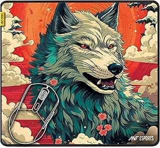 Ant Esports Wolf Mouse Pad 260X210X3mm Anti-fray Stitching, Gaming Mouse Pad Waterproof Surface & Non-Slip Rubber Base Stitched Edges Gaming Mouse Mat for Laptop,Compatible with Laser and Optical Mice