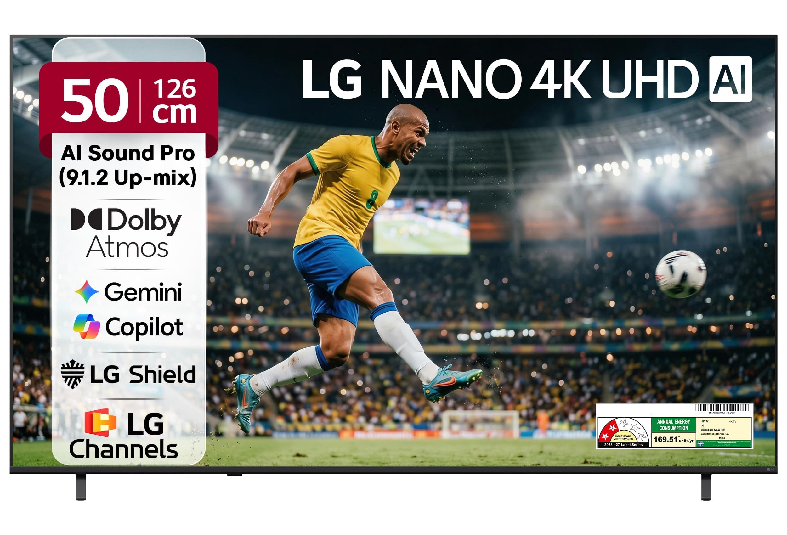 LG 126 cms (50 inches) NU87 AI Series Nano 4K Ultra HD Smart webOS LED TV 50NU870BPLA