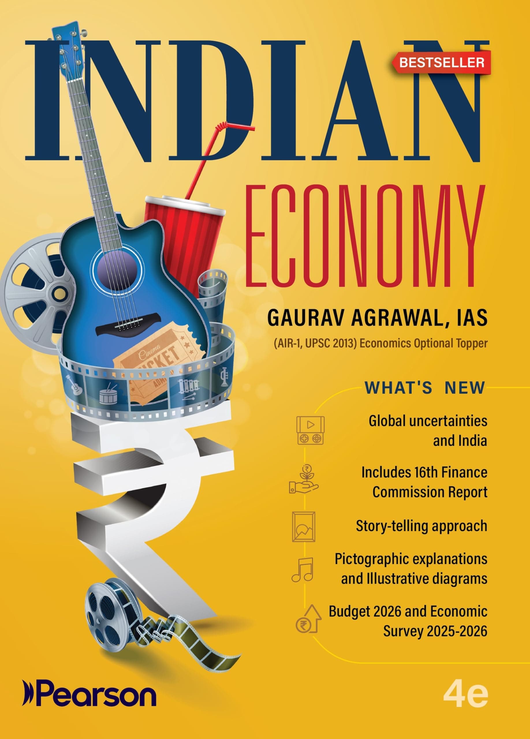 Pearson Indian Economy 4th Edition by Gaurav Agrawal | For UPSC & Exams | Budget 2026, Economic Survey 2025–26, Macroeconomics, RBI, Inflation & Growth