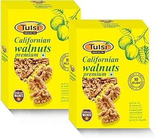 Tulsi California Walnut Kernels Premium 400g (200g x 2 | Light Colored Halves | Rich in Omega-3 | Akhrot Giri | Delightful Snack | Without Shell | Brain Food | Crunchy Nuts | Rich in Dietary Fiber | Pack of 2