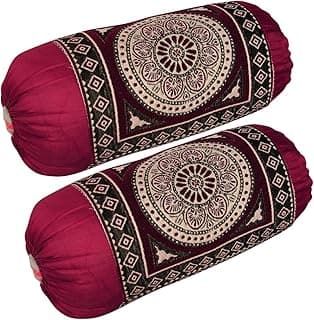 Chenille Bolster Pillow Cover Set of 2, Round Pillow Cover Set of 2-32 x 16 inches | Maroon