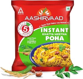 Aashirvaad Instant Khatta Meetha Poha, 60g, Ready to Eat Poha | 5 Mins Instant Breakfast
