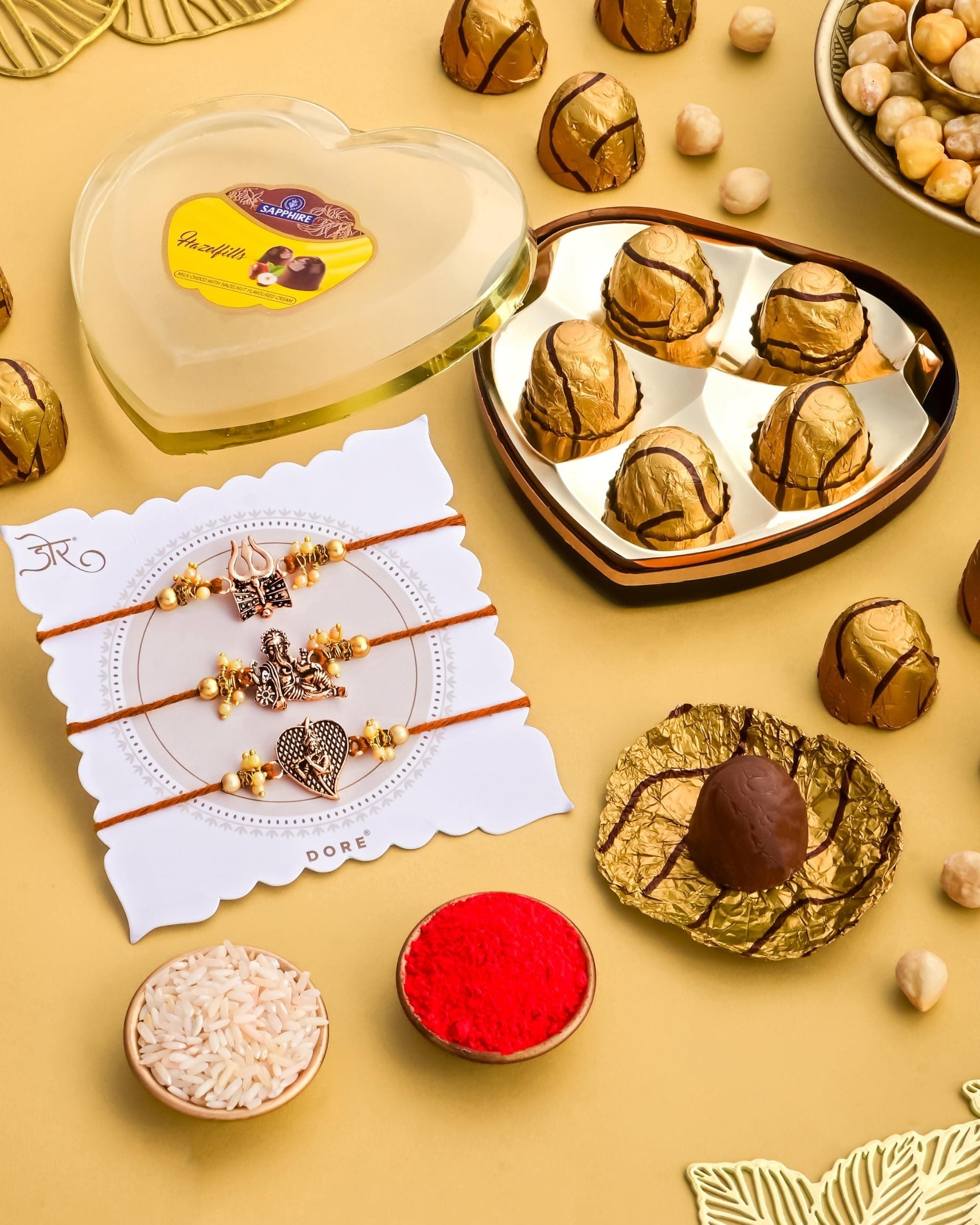 HyperFoods® Rakhi with chocolate for brother Rakhi set of 3 with chocolates Chocolate box for gift Chocolates box with Roli & Chawal
