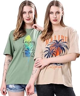 London Hills Women's Cotton Blend Oversized Fit Oversized Tshirt || Oversized Tshirt- Pack of 2