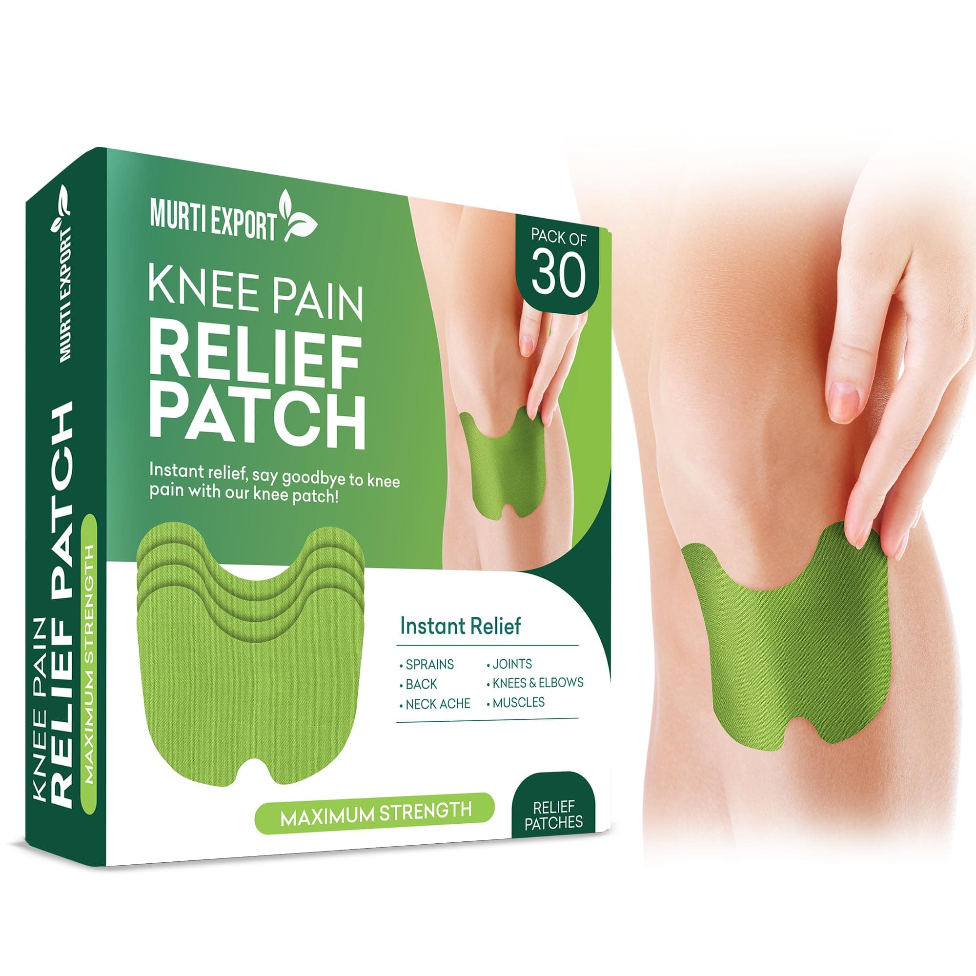 Murti Export (30 pcs) Herbal Knee Pain Relief Patches Arthritis Inflammation Patch Sticker | Instant Relief from Pain | Joint Pain Relief Products Natural Wormwood Extract Patch for Knee (Pack of 30)