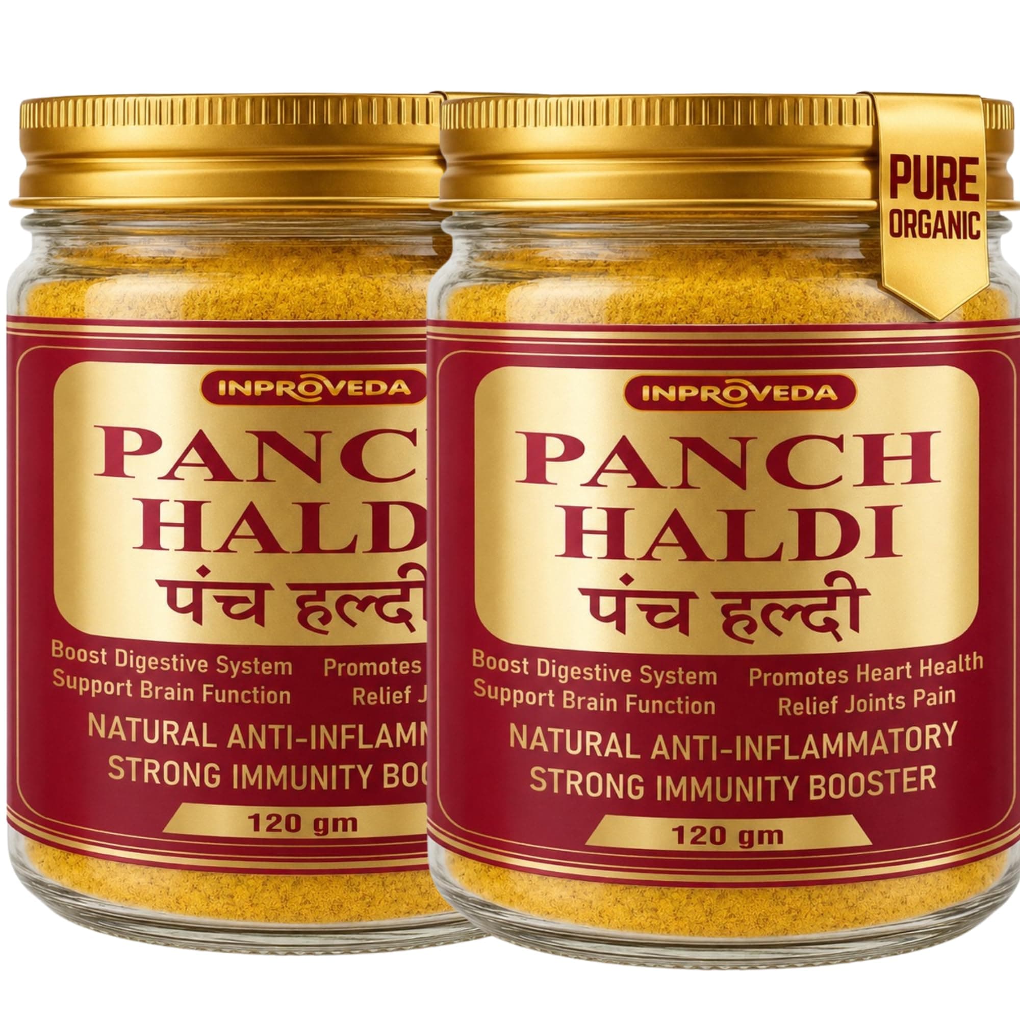 Inproveda Panch Haldi Powder Combo Pack of 02 X 120gm | No Preservatives, Colors or Flavors | Immunity, Anti-Oxidant, Anti-Inflammatory Turmeric Powder - 240gm