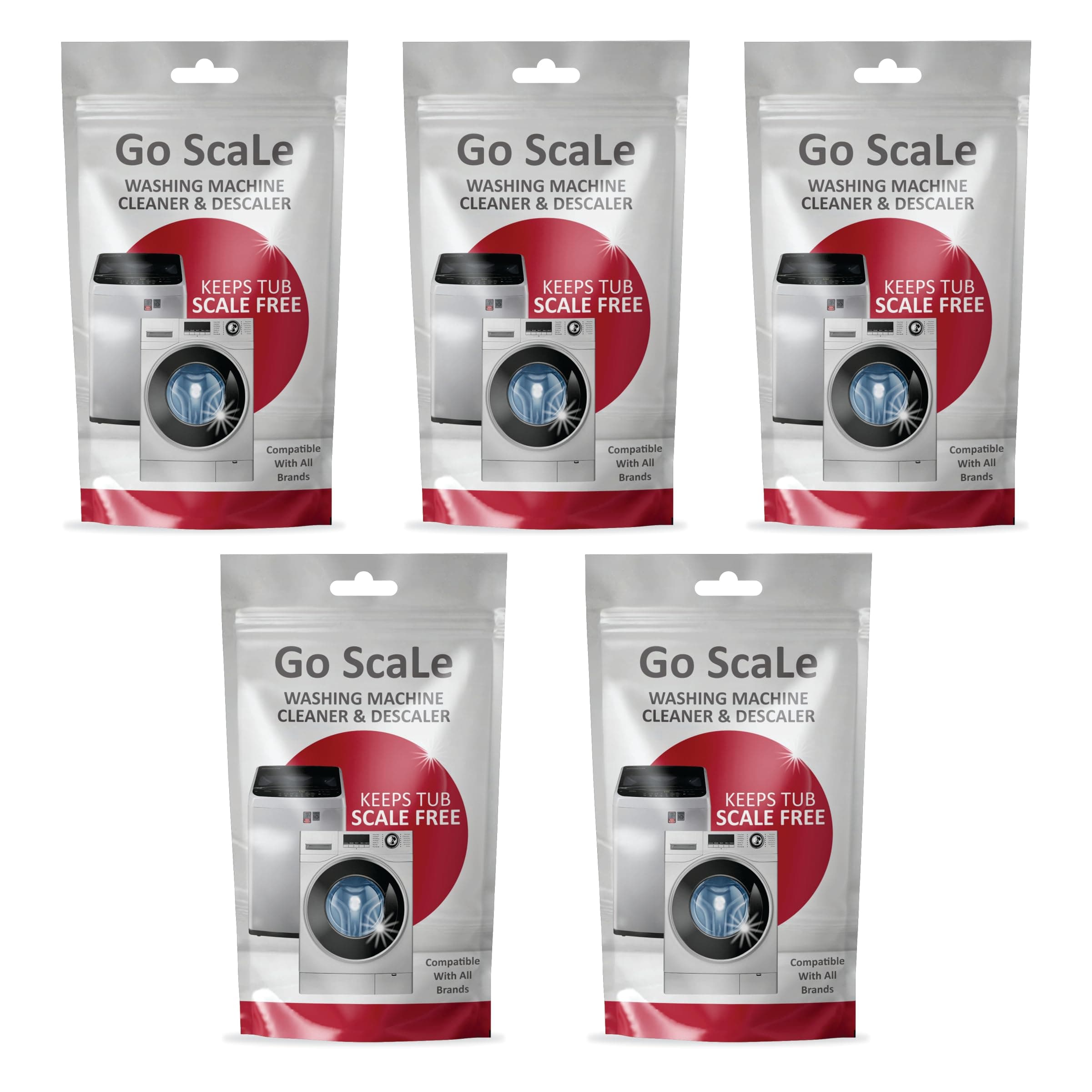 Go ScaLe Washing Machine Cleaner & Descaling Powder, Descaler for top load and front load | Washing Machine Drum Cleaner & Tub Cleaner | 100g 1 pouch (Pack of 5)