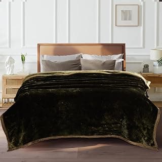 ABRAZO 660 GSM Reversible 3.5 Kg Mink Blanket for Winter & AC | Double Bed 220×240 cm Soft & Warm Blanket/Dohar/Quilt/Comforter | All Season Use | Olive