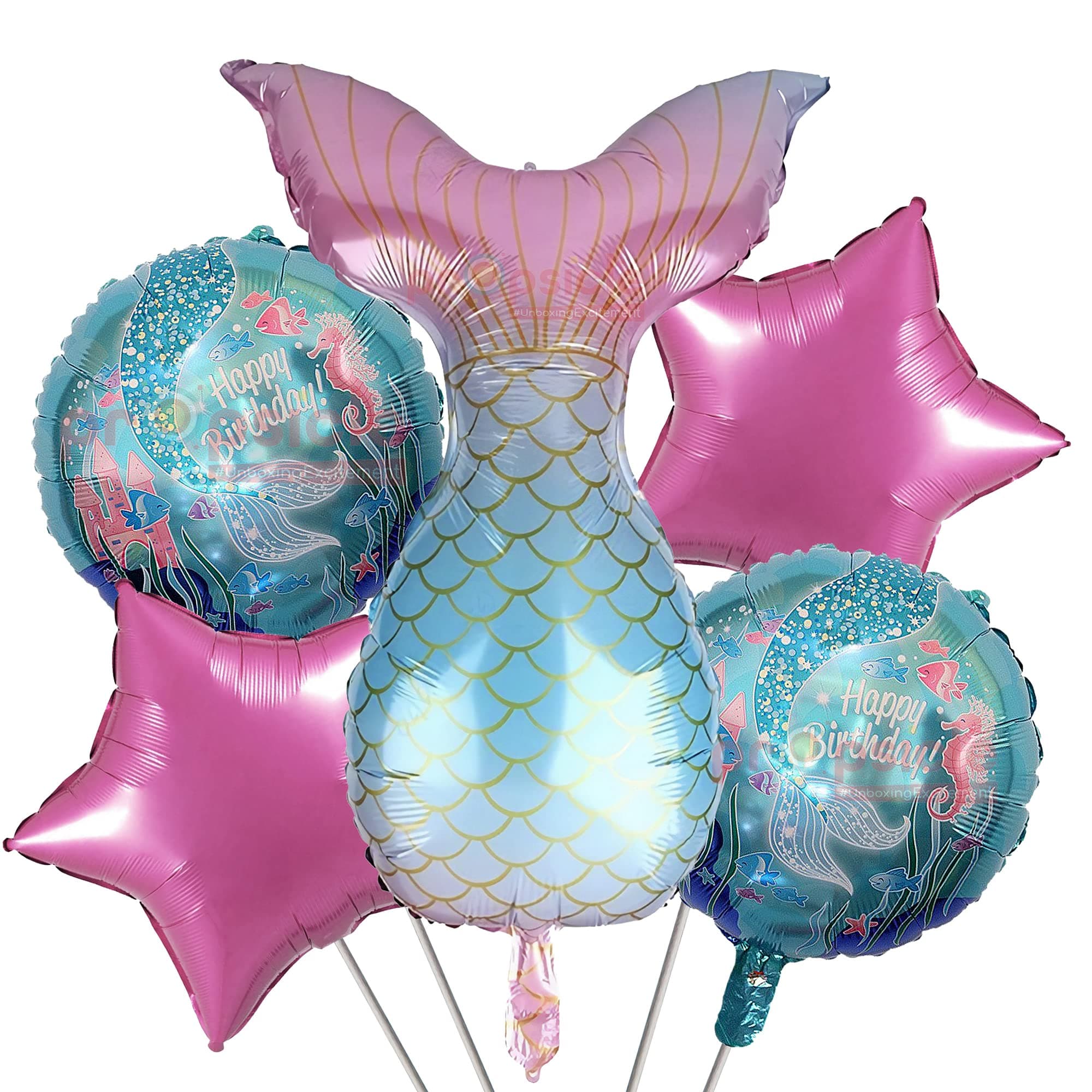 Propsicle Birthday Foil Mermaid Theme Birthday Decoration Balloon Green Pack of 5 Girl Birthday Party Supplies Item…