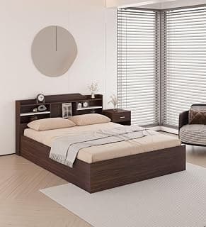 Viggo Queen Bed with Box Storage | Engineered Wood | Choco Walnut Finish | Headboard Storage | Sturdy & Elegant | Knock-Down Assembly | 36-Months Warranty