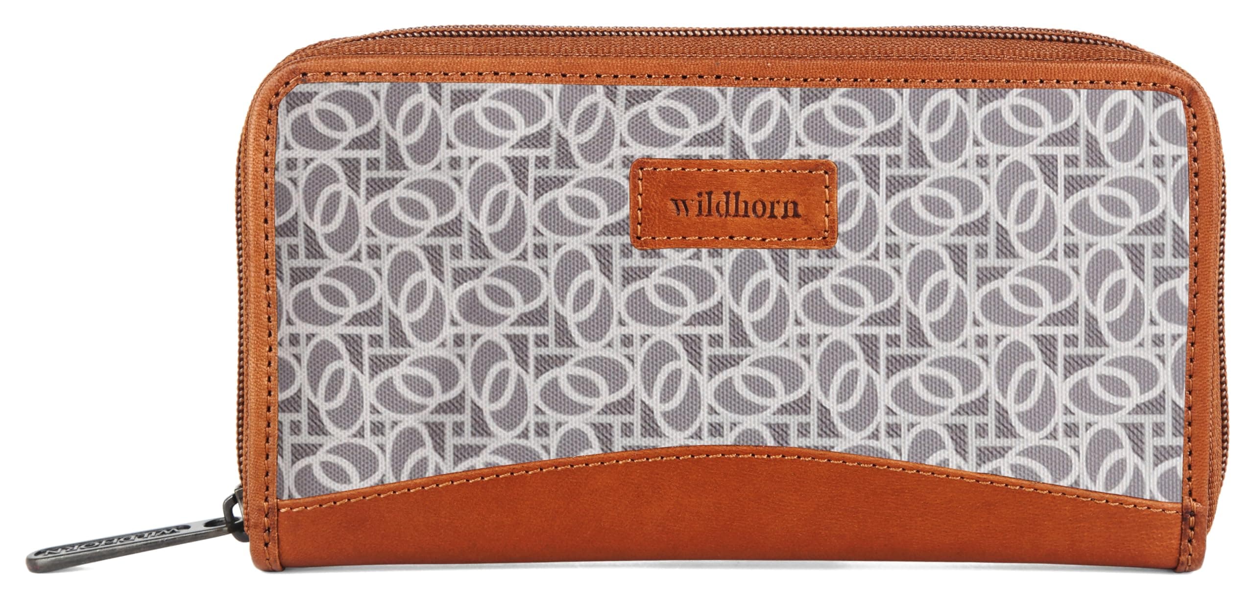 WildHorn Women's Canvas Wallet Clutch - Stylish, Spacious I Zip Around Wallet for Travel, Holds Cards, Phone, Cash I (Geometric Florals)