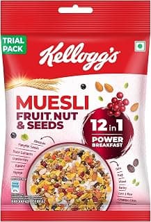Kellogg's Muesli Fruit Nut & Seeds | 12 In 1 Power Breakfast | No Maida No Palm Oil | India's No 1 Muesli | 72g/ 65g (Weight May Vary)