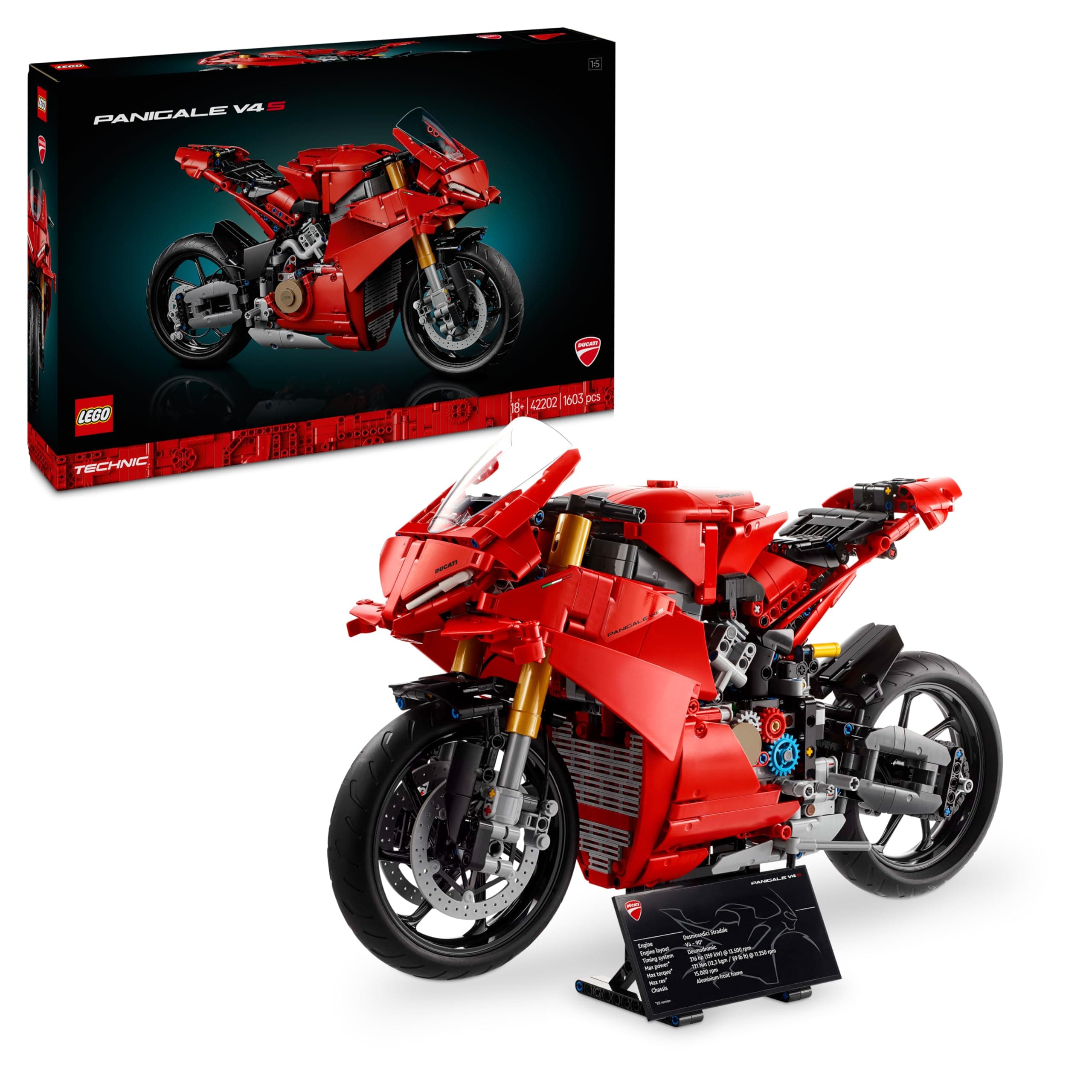 LEGO Technic Ducati Panigale V4 S Motorcycle Model Building Set 42202 Building Blocks for 18+ Gift