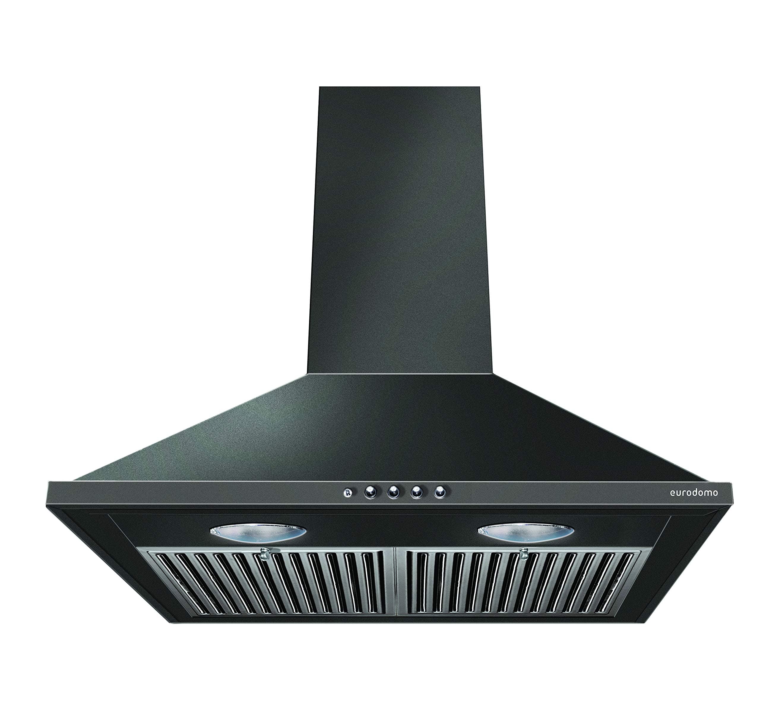 Eurodomo 60 cm 1000 m³/hr pyramid Kitchen Chimney (HOOD CARBON PB BK 60 (EURODOMO), Baffle Filter, Black)