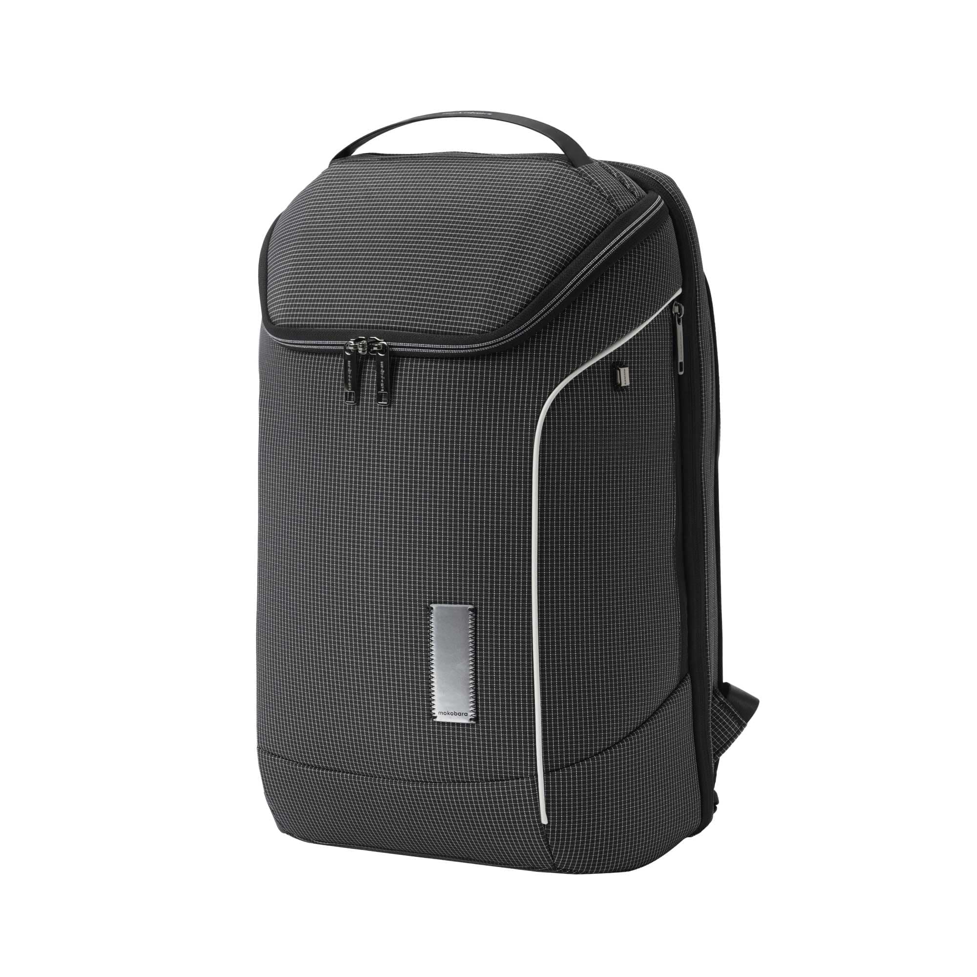 MOKOBARA Transit Z 30L Laptop Backpack 15.6 Inch Office Travel Black-White | Waterproof Polyester Solid Rucksack Tech Slot Large Bucket Scratch Proof Comfortable Padded Straps Luggage Strap Men Women