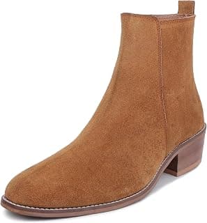 LOZANO Suede Leather Chelsea Boots for Men with Zip Fastening | High Ankle Boots, Soft Cushioned Insole, Slip-Resistance
