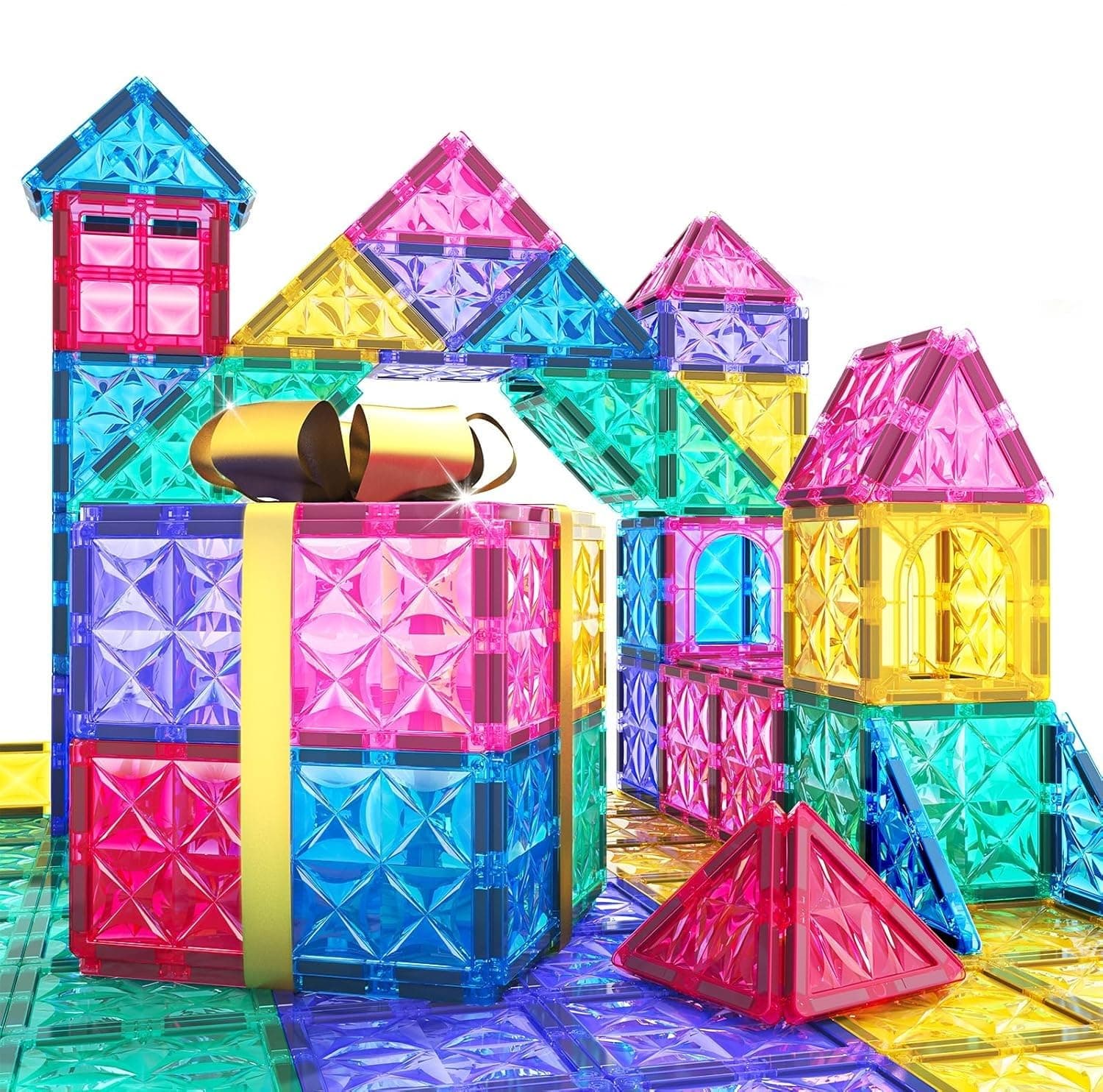YOTYM Magnetic Tiles, 28Pcs 3D Magnet Building Tile Set, Magnetic Building Blocks, Stem Learning And Playing Toys For Kids, Montessori Toy For Preschool Boys Girls Toddlers Classroom Must-Haves