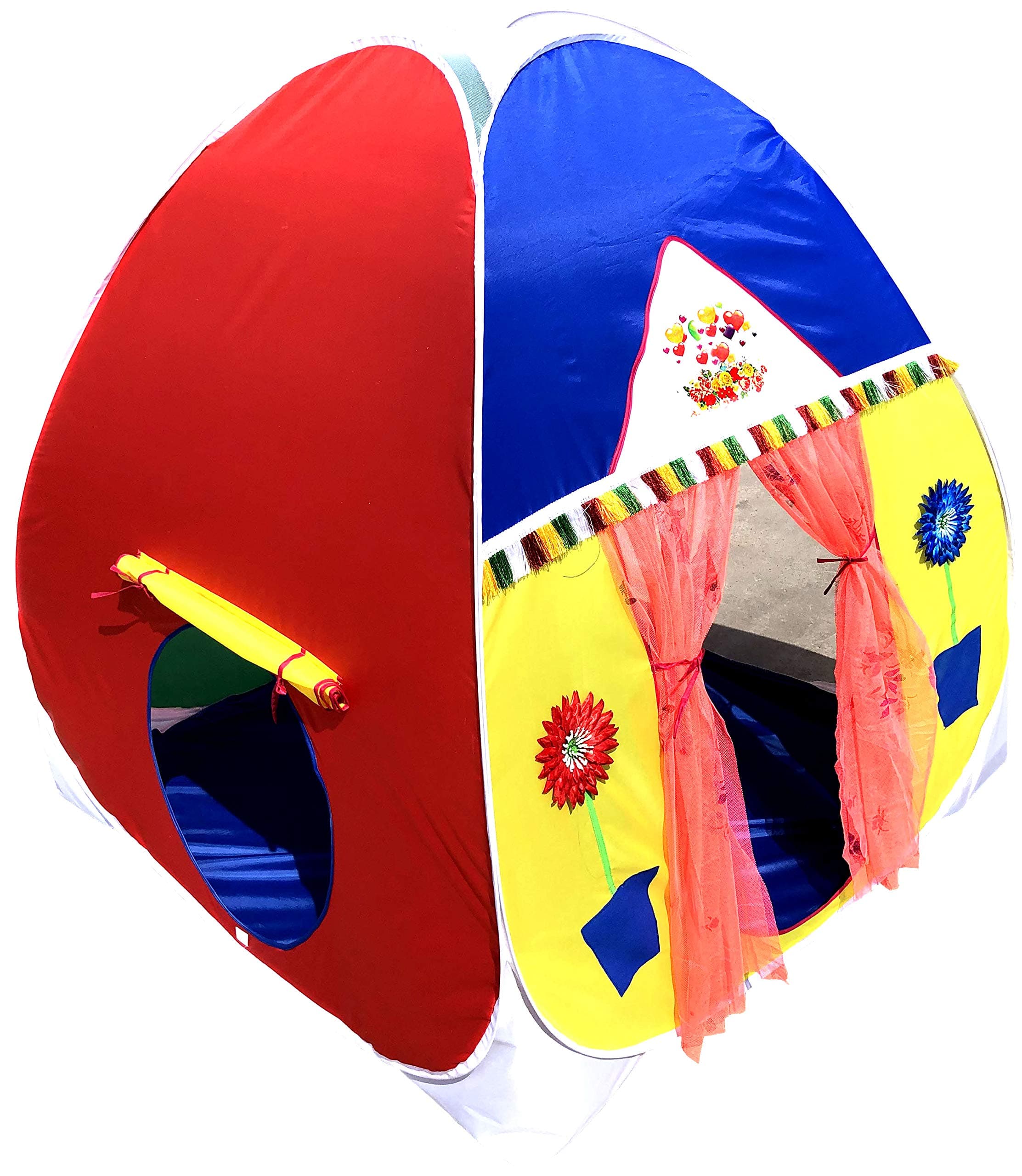 HOMECUTE Foldable Popup Big/Jumbo Size Play Tent House for Kids,Outdoor & Indoor Use, 3 Year to 12 Years 110 x 110 x 120 cm (Big Size Multi Color)