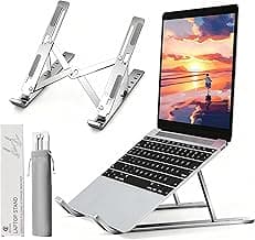 AITODOS TA Portable Aluminum Alloy Laptop Stand, 6-Level Adjustable, Ventilated, Non-Slip Rubber, Foldable (8-16 inches)